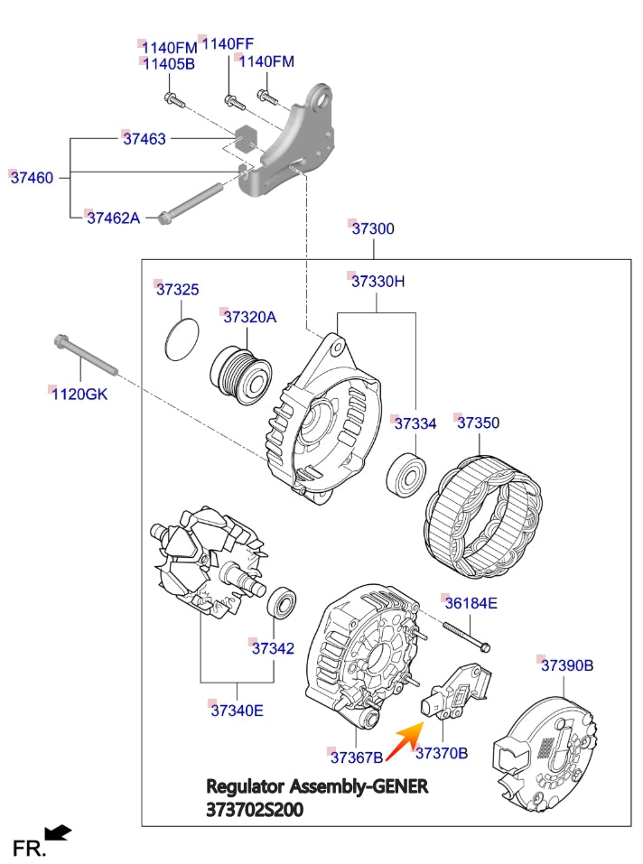 Genuine Hyundai/Kia Alternator Regulator Assembly, 373702S200