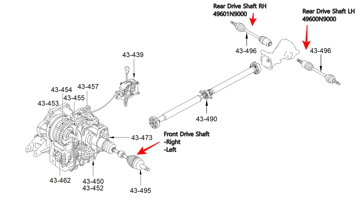 Genuine Hyundai/Kia Front Drive Shaft Assembly Tucson Sportage Facelift 2WD 49500N9290 49501N9290