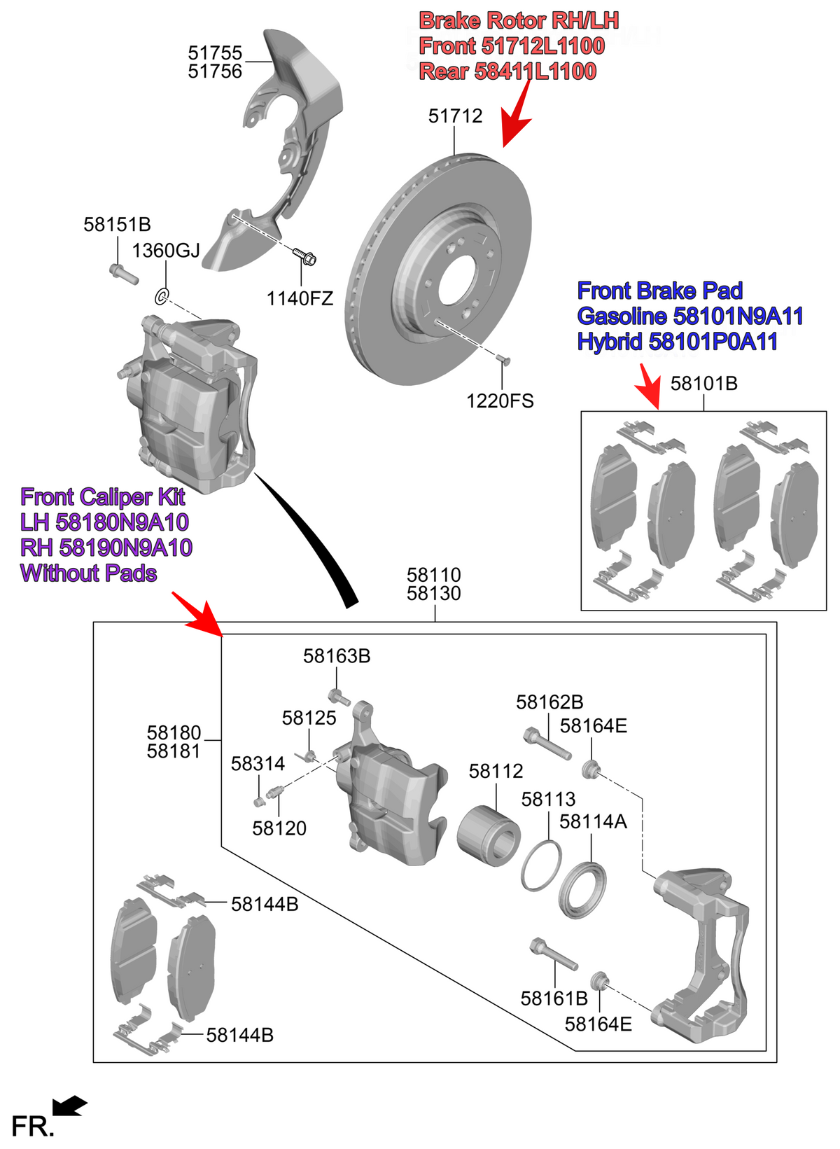 Genuine Hyundai/Kia Brake Rotor Tucson NX4 Sportage NQ5|51712L1100 58411L1100