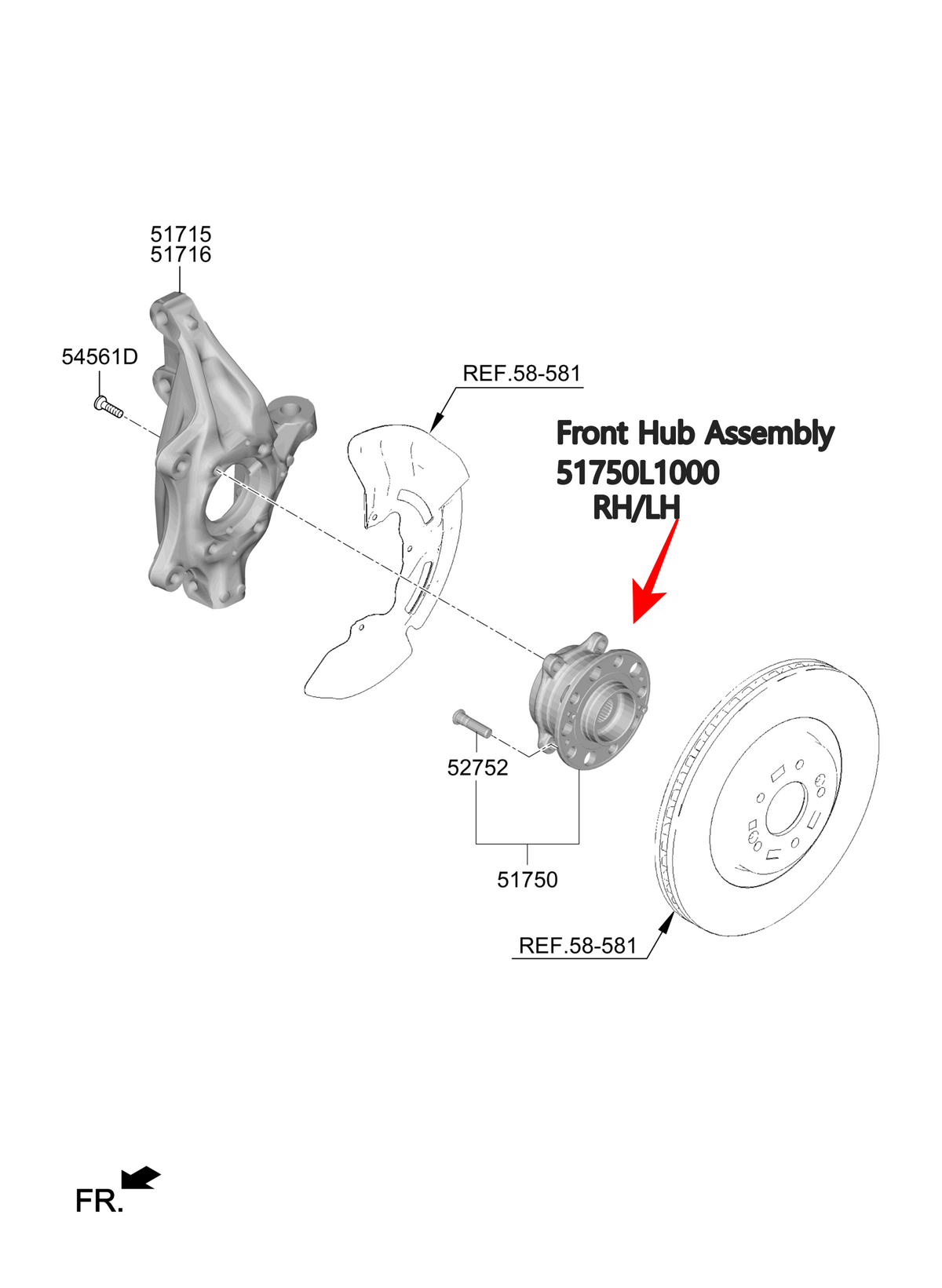 Genuine Hyundai/Kia 4WD Front/Rear Hub Assembly Tucson Sportage 51750L1000 52730N9000