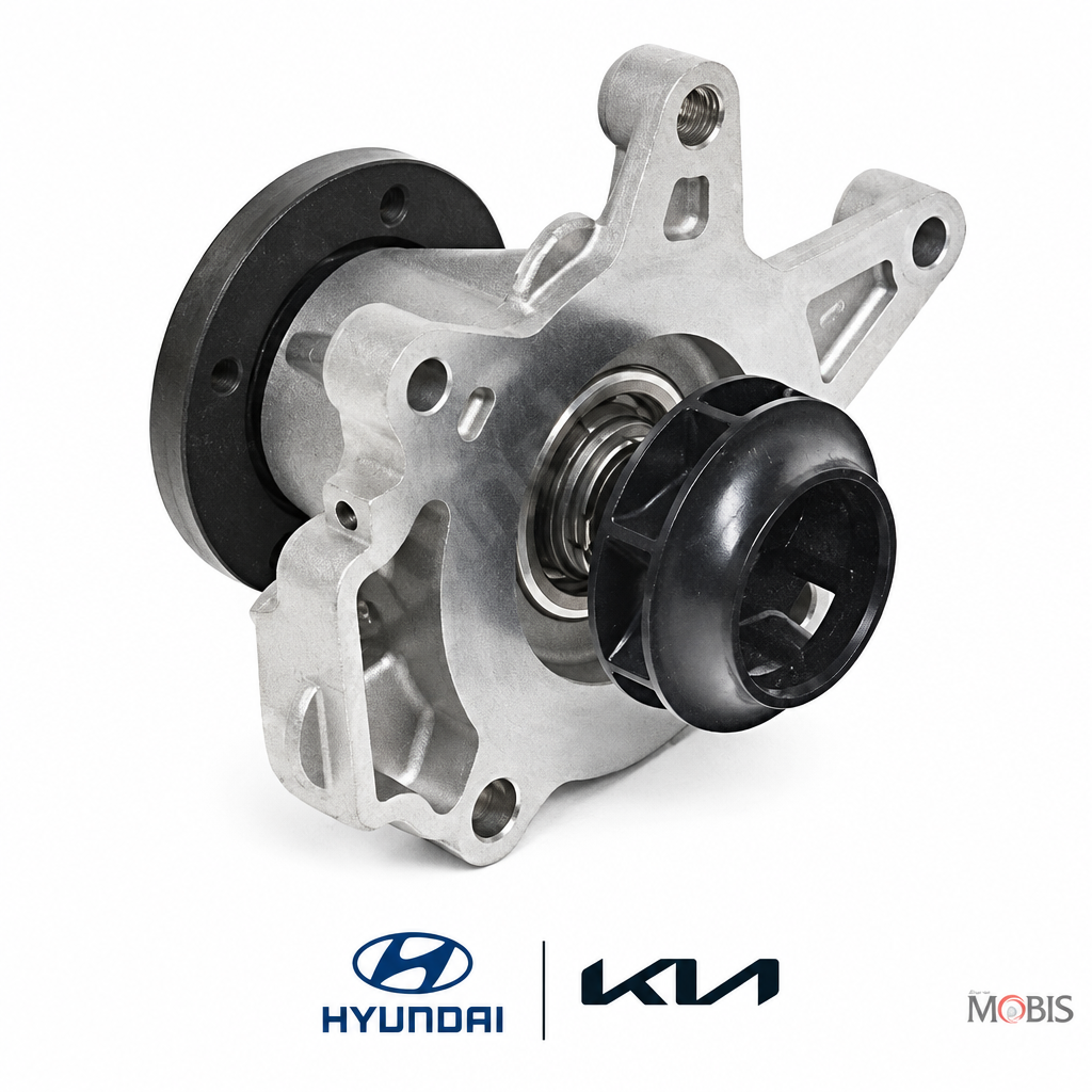 Hyundai Kia water pump 251002M800 with Hyundai, Kia and Mobis logos
