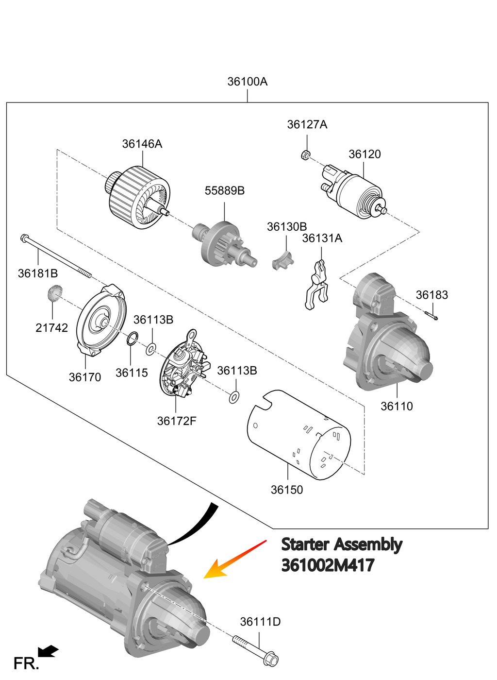 Genuine Hyundai/Kia Starter Assembly Tucson Sonata Kona K5 Sportage 361002M417